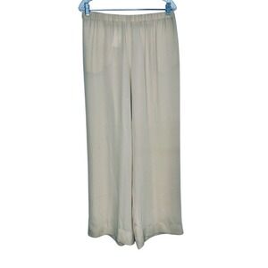MONDI‎ Beige Silk Wide Leg Pants Elastic Waist Size 44